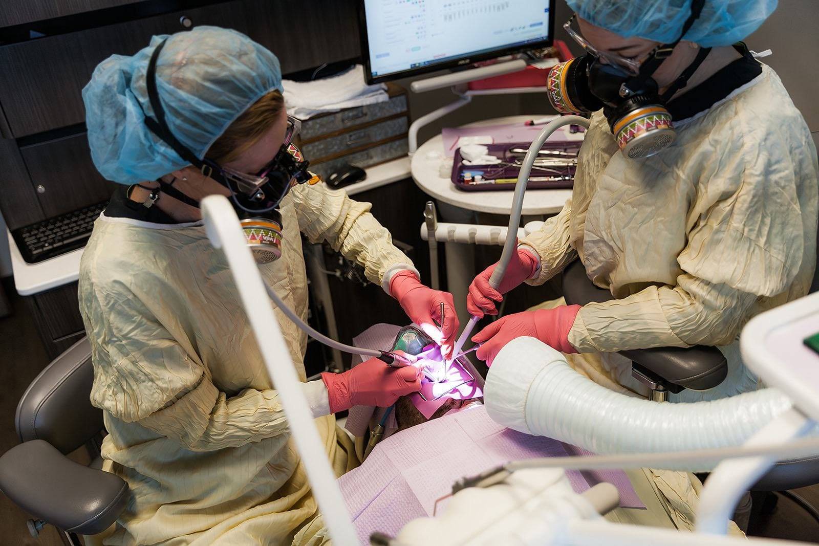 At Origin Dental Wellness, located in Tulsa, Oklahoma, our dedicated team of holistic dental professionals attentively carries out procedures with an emphasis on comprehensive patient care. Our use of protective gear exemplifies our commitment to ensuring a safe and health-focused environment while delivering exceptional biological dentistry services.